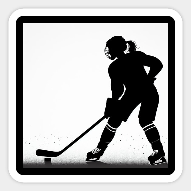 Hockey player with puck Sticker by Print Forge